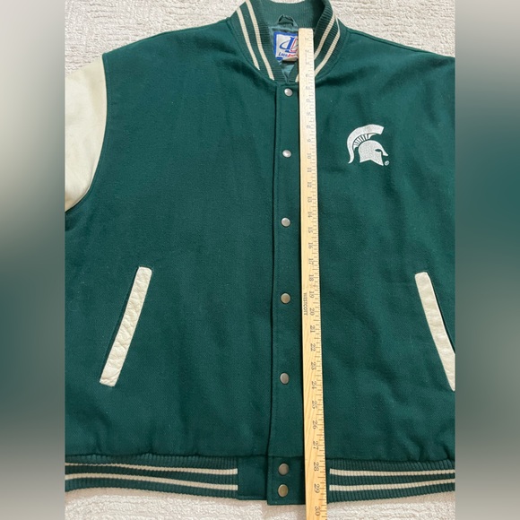 Vintage Michigan State varsity Leather wool blend Jacket - Picture 5 of 8